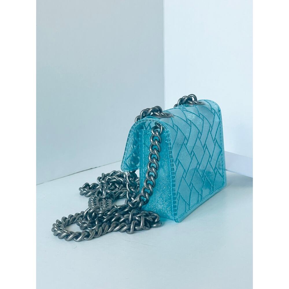 Kurt Geiger Micro Kensington Glitter Vinyl Turquoise Blue Crossbody Bag - Picture 10 of 12